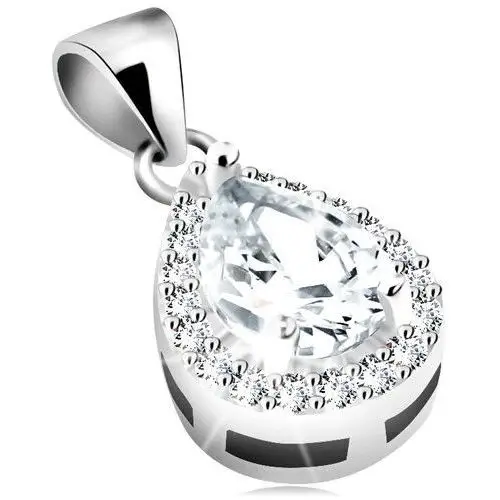 Biżuteria e-shop Zawieszka ze srebra 925, rodowana, bezbarwna cyrkoniowa łza, oprawa z drobnych cyrkonii
