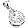 Biżuteria e-shop Zawieszka ze srebra 925, rodowana, bezbarwna cyrkoniowa łza, oprawa z drobnych cyrkonii Sklep