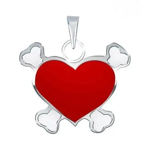 Biżuteria e-shop Zawieszka ze srebra 925 z czerwonym pirackim sercem