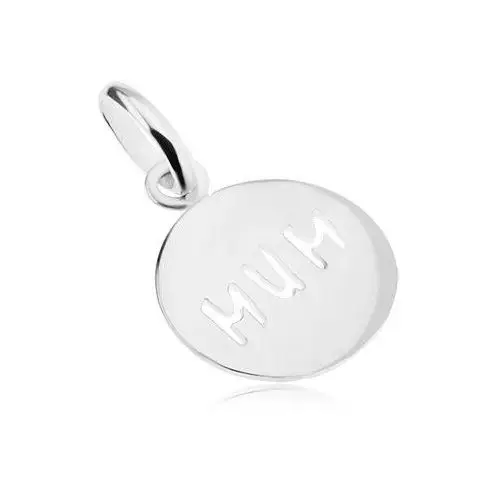 Zawieszka ze srebra 925 z napisem "mum", okrągła, płaska, błyszcząca Biżuteria e-shop