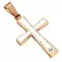 Biżuteria e-shop Zawieszka ze stali chirurgicznej - lśniący krzyżyk srebrnego i miedzianego koloru, cyrkonia Sklep