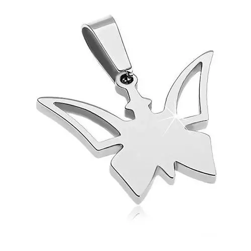 Biżuteria e-shop Zawieszka ze stali chirurgicznej srebrnego koloru, motylek z wycięciami na skrzydłach