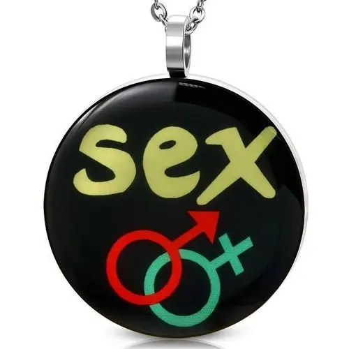 Biżuteria e-shop Zawieszka ze stali - symbol ona i on, napis sex
