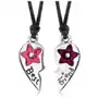 Zestaw dwóch naszyjników dla przyjaciół, lśniące podzielone serce, kwiaty Biżuteria e-shop Sklep