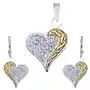 Biżuteria e-shop Zestaw kolczyki i zawieszka ze srebra 925 - cyrkonie, złoty pas, serce Sklep