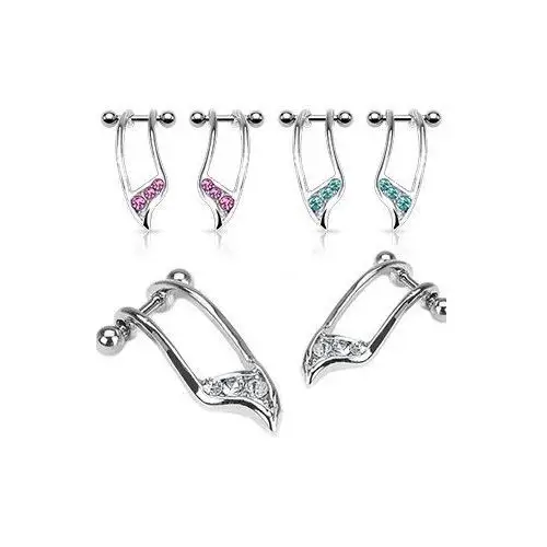 Biżuteria e-shop Zestaw kolczyków do ucha - trzy ozdobne cyrkonie - kolor cyrkoni: różowy - p