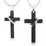 Zestaw naszyjników dla dwojga ze stali 316l, czarne krzyże z obręczą, modlitwa Biżuteria e-shop Sklep