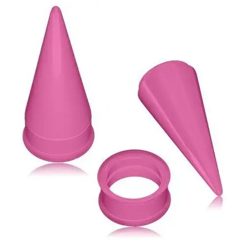 Zestaw piercingów do ucha - tunel plug lub tunel i taper, różowy kolor, stożek - szerokość: 22 mm Biżuteria e-shop