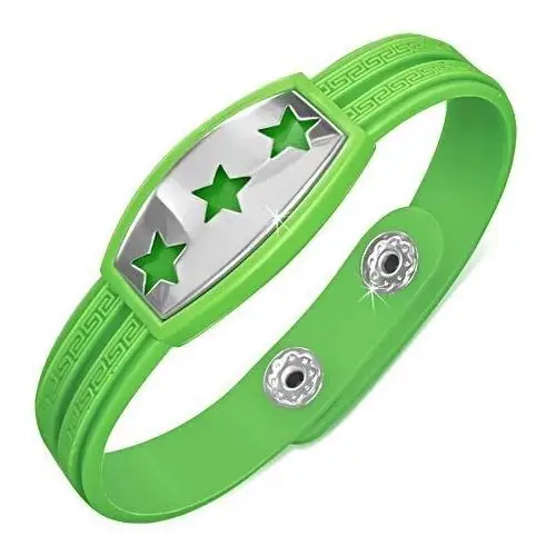 Zielona gumowa bransoletka - gwiazdy na wstawce, klucz grecki, AA35.12