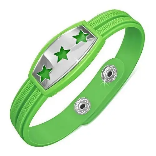Zielona gumowa bransoletka - gwiazdy na wstawce, klucz grecki, AA35.12