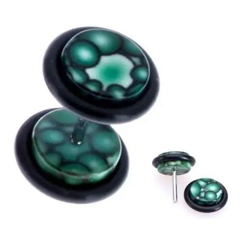 Zielony fake plug z akrylu - motyw bąbelków na kółeczku Biżuteria e-shop