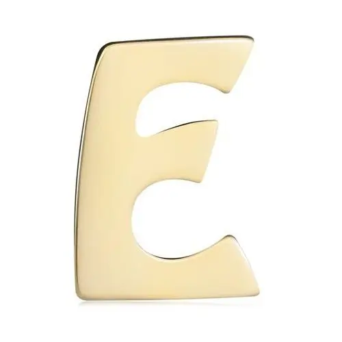 Złota 14K zawieszka o lśniącej i gładkiej powierzchni, drukowana litera E
