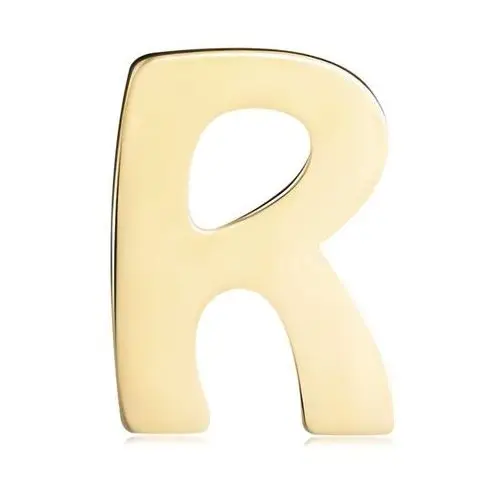 Złota 14K zawieszka o lśniącej i gładkiej powierzchni, drukowana litera R