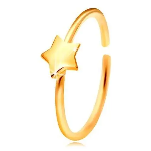 Złoty 14k piercing do nosa, lśniący krążek z gwiazdką, żółte złoto Biżuteria e-shop
