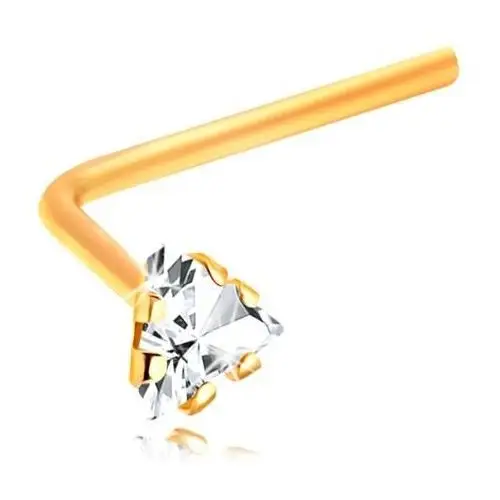 Złoty 14k piercing do nosa - zagięty - bezbarwny cyrkoniowy trójkąt Biżuteria e-shop