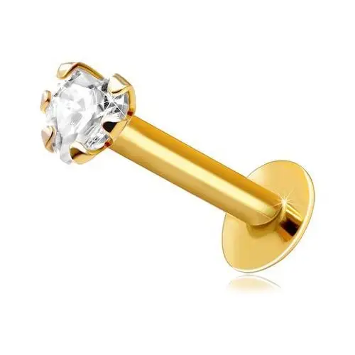Złoty 14K piercing do wargi i brody - bezbarwna cyrkonia w kształcie serca, S2GG206.51