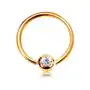 Biżuteria e-shop Złoty 14k piercing - lśniący krążek i kuleczka z osadzoną cyrkonią bezbarwnego koloru, 8 mm Sklep