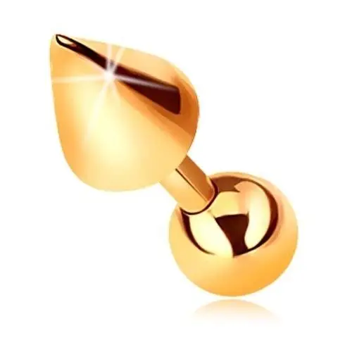 Złoty 14k piercing - lśniący prosty pręt z kuleczką i stożkiem, 5 mm Biżuteria e-shop