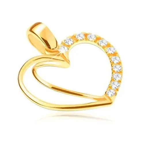 Biżuteria e-shop Złoty 14k wisiorek - serce z podwójnym konturem i cyrkoniami