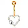 Biżuteria e-shop Złoty 375 piercing do brzucha - banan z kuleczką, cyrkoniowy zarys serduszka, perła Sklep
