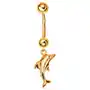 Złoty 585 piercing do pępka - banan z dwiema kuleczkami i wiszący lśniący delfin Biżuteria e-shop Sklep
