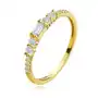 Biżuteria e-shop Złoty 585 pierścionek z żółtego złota - prostokątne i okrągłe przezroczyste cyrkonie - rozmiar: 56 Sklep