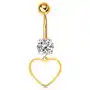 Złoty 9k piercing do brzucha - bezbarwna cyrkonia, cienki zarys symetrycznego serduszka Biżuteria e-shop Sklep