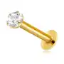 Biżuteria e-shop Złoty 9k piercing do wargi i brody - przezroczysta cyrkonia w kształcie krążka, 2,5 mm Sklep