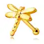 Biżuteria e-shop Złoty kolczyk do nosa 375 - ważka z lśniącymi długimi skrzydłami Sklep