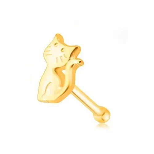 Złoty kolczyk do nosa 9K - kotek z podniesionym ogonem