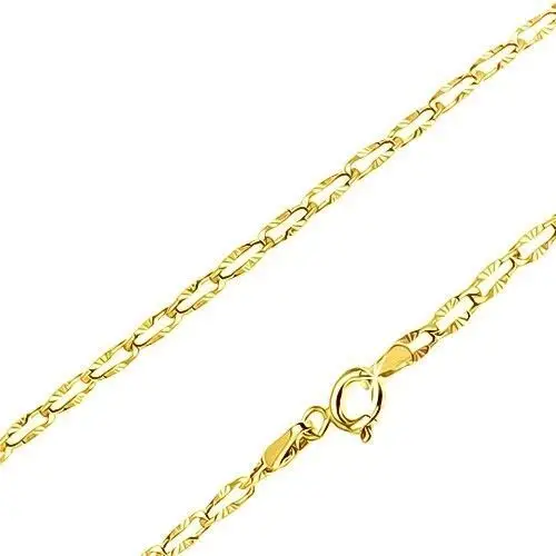 Biżuteria e-shop Złoty łańcuszek 585 - płaskie podłużne ogniwa, promieniste rowki, 550 mm
