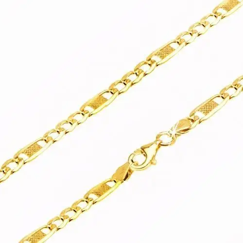 Złoty łańcuszek 585 - trzy owalne ogniwa i jedno dłuższe z kratką, 550 mm Biżuteria e-shop