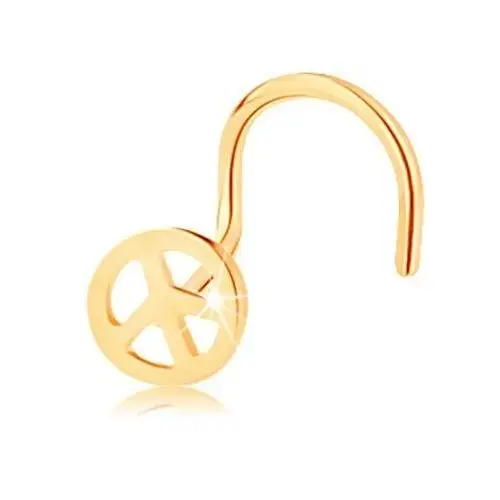 Biżuteria e-shop Złoty piercing 585, zagięty - okrągły symbol pokoju, lśniąca powierzchnia