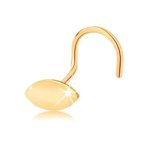 Złoty piercing 585, zagięty - płaskie ziarnko o lśniącej gładkiej powierzchni, GG140.19