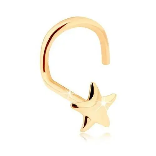 Biżuteria e-shop Złoty piercing do nosa 585 - lśniąca pięcioramienna gwiazdeczka