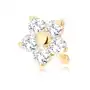 Złoty piercing do nosa 585 - prosty, błyszczący kwiatek z przejrzystych cyrkonii Sklep