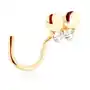 Złoty piercing do nosa 585 - zagięty, drobny motylek ozdobiony przejrzystymi cyrkoniami, GG95.21 Sklep