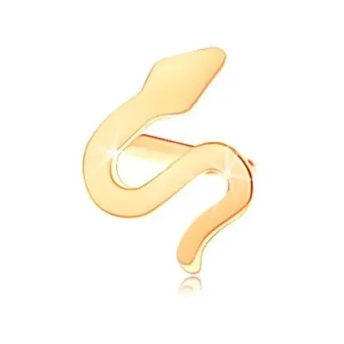 Złoty piercing do nosa 585, zagięty - falisty wąż, lśniąca płaska powierzchnia Biżuteria e-shop