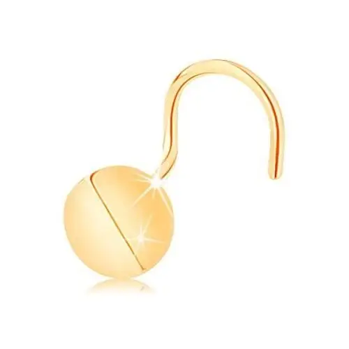 Złoty piercing do nosa 585, zagięty - lśniące koło, wygięte pośrodku Biżuteria e-shop