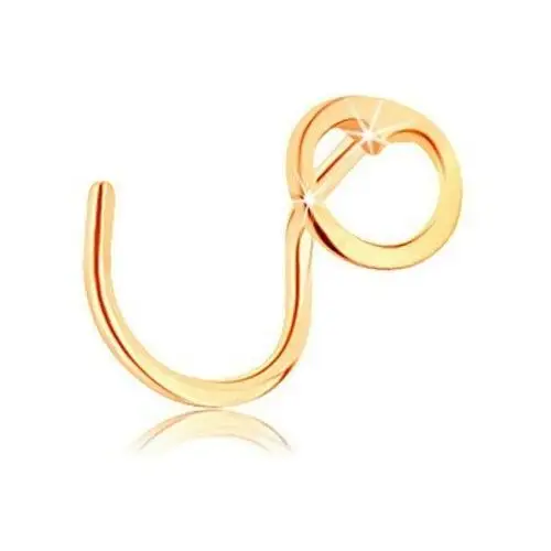 Złoty piercing do nosa 585, zagięty - małe kółko z wyciętym serduszkiem Biżuteria e-shop
