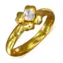 Złoty pierścionek ze stali nierdzewnej z bezbarwną cyrkonią - kwiat - rozmiar: 60 Biżuteria e-shop Sklep