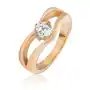 Złoty stalowy pierścionek, podwójny szpic, cyrkonia - rozmiar: 59 Biżuteria e-shop Sklep