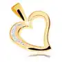 Biżuteria e-shop Złoty wisiorek 375 - zarys asymetrycznego serduszka, przezroczyste cyrkonie Sklep