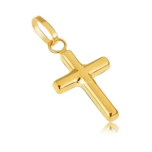 Złoty wisiorek 585 - drobny krzyż łaciński, lustrzany połysk, GG05.35