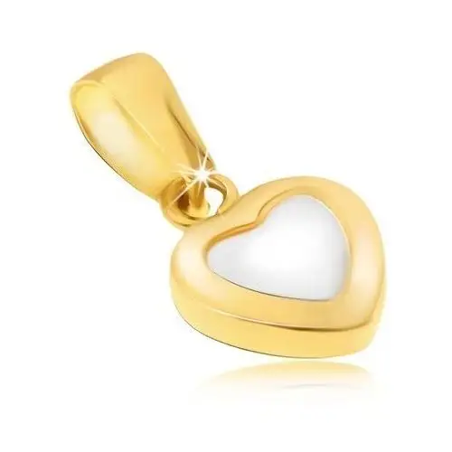 Złoty wisiorek 585 - dwukolorowe symetryczne serce, lśniąca zaokrąglona powierzchnia, GG21.04