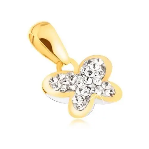 Biżuteria e-shop Złoty wisiorek 585 - motyl wyłożony przezroczystymi cyrkoniami, lśniący zarys