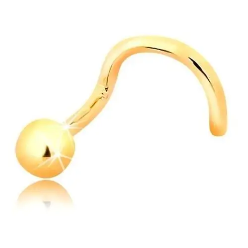 Biżuteria e-shop Złoty zagięty piercing do nosa 585 - lśniąca kulka, 2,5 mm