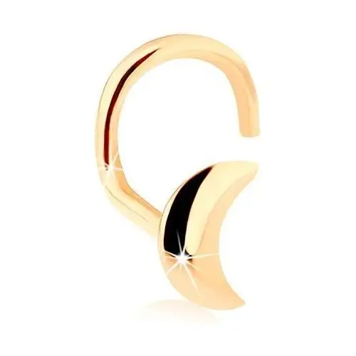 Złoty zagięty piercing do nosa 585, lśniący księżyc Biżuteria e-shop