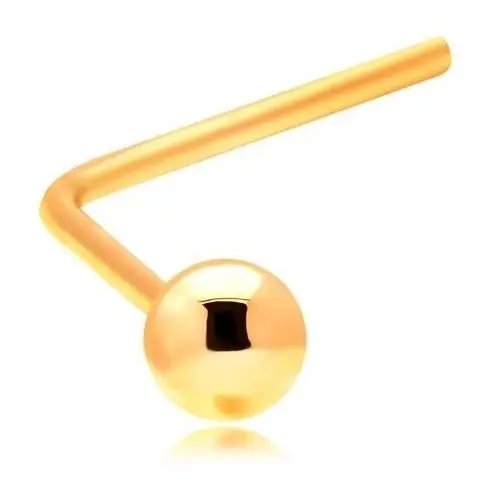 Złoty zagięty piercing do nosa 585 - mała lśniąca kuleczka Biżuteria e-shop