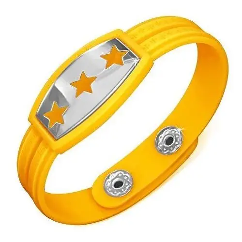 Żółta gumowa bransoletka - gwiazdy na wstawce, grecki klucz, Z9.4